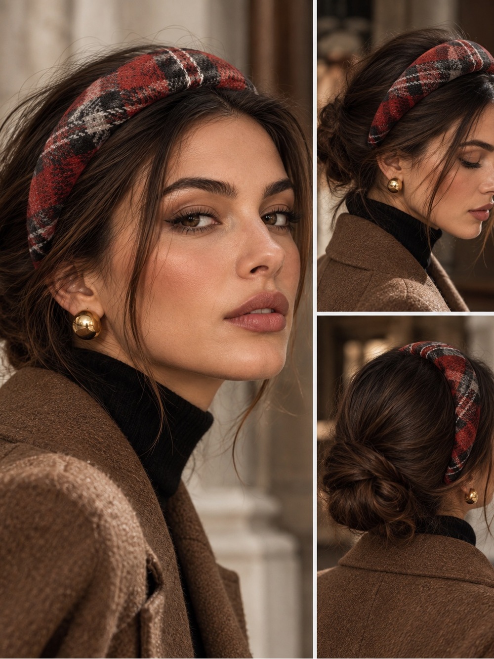 Zara Red Plaid Padded Headband